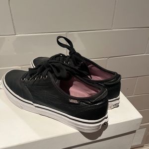 New VANS  black leather white sole causal shoes